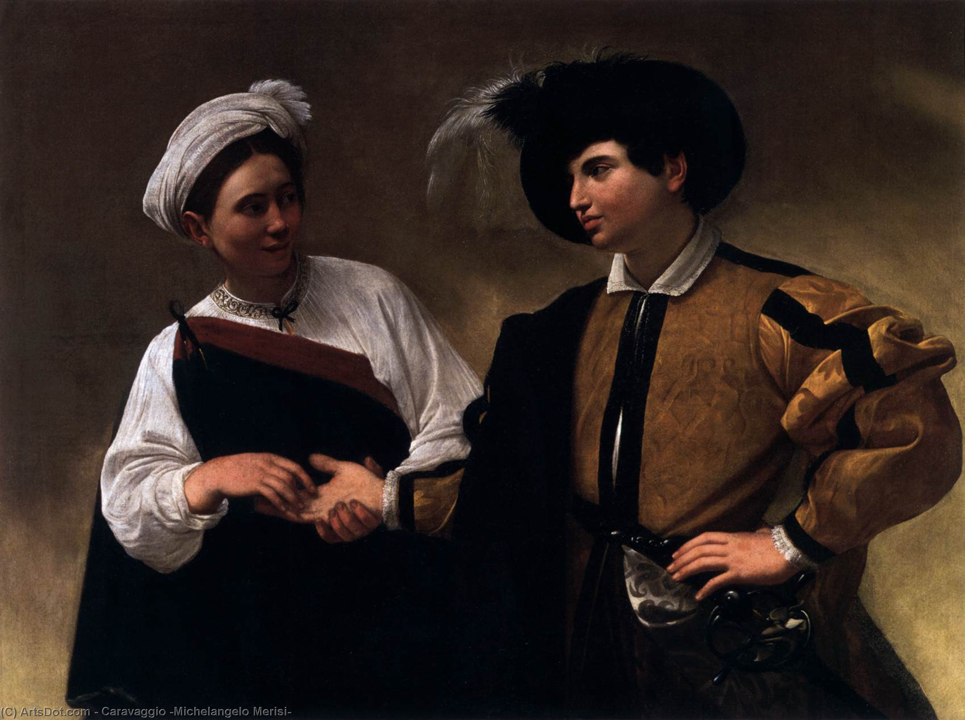 WikiOO.org - Encyclopedia of Fine Arts - Malba, Artwork Caravaggio (Michelangelo Merisi) - The Fortune Teller