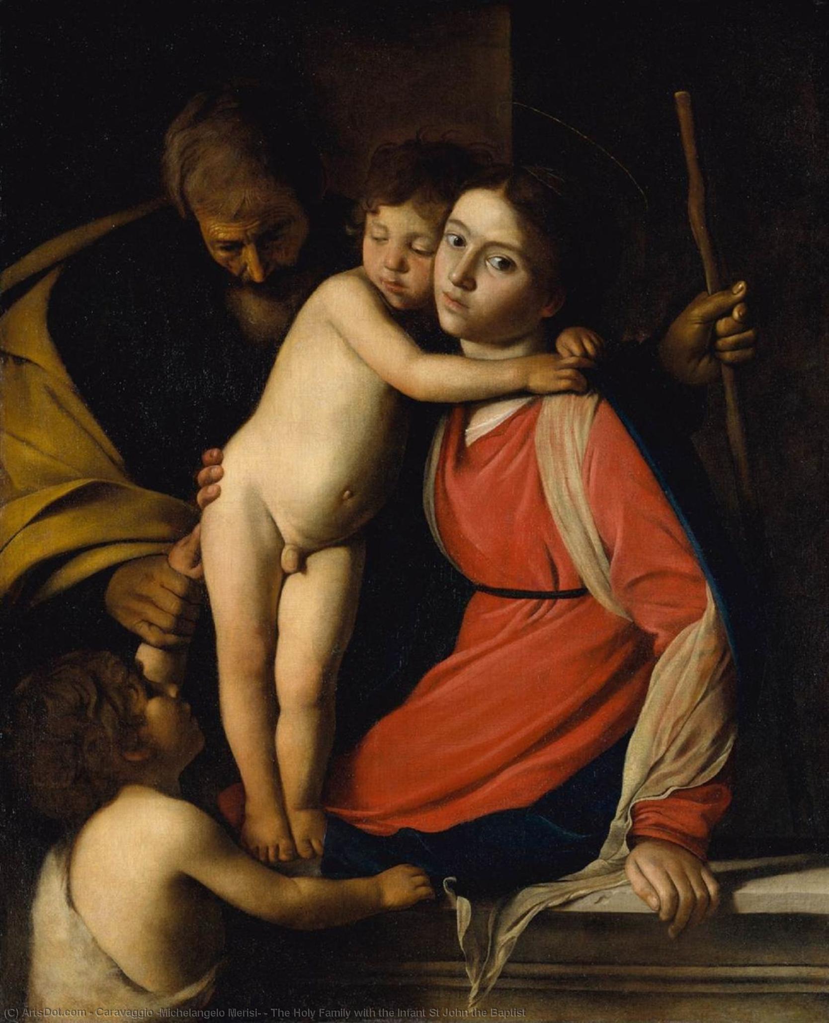 WikiOO.org - אנציקלופדיה לאמנויות יפות - ציור, יצירות אמנות Caravaggio (Michelangelo Merisi) - The Holy Family with the Infant St John the Baptist