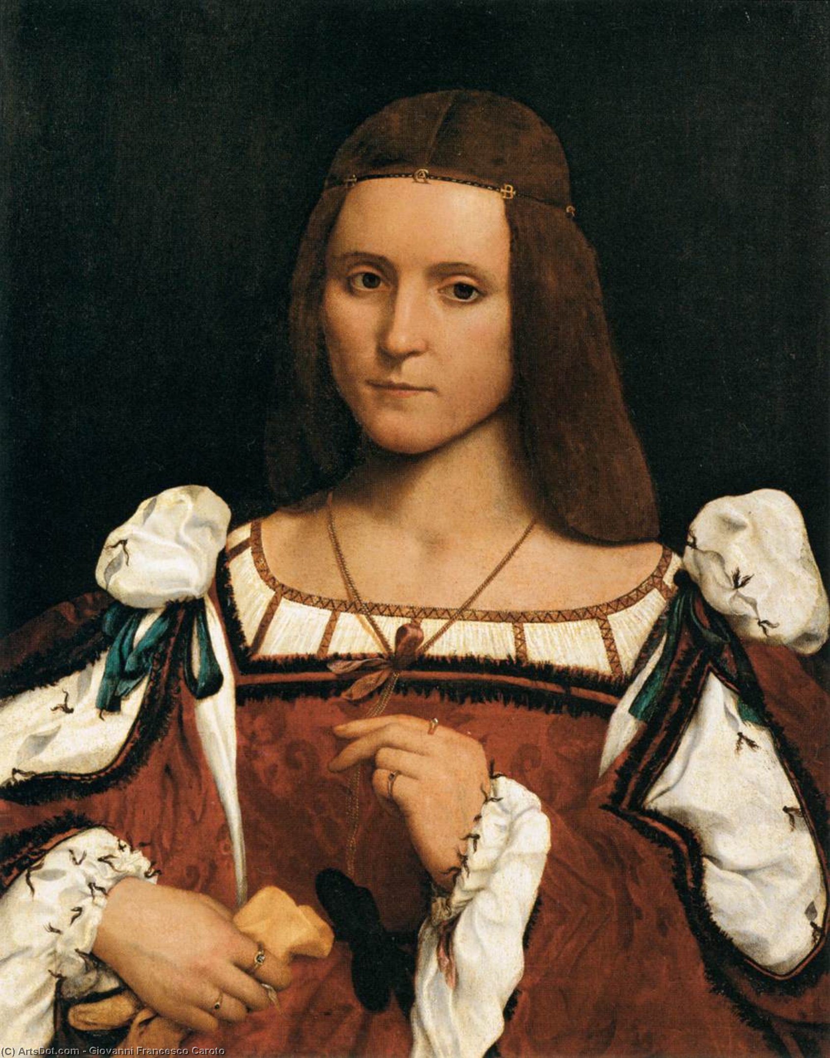 Wikioo.org - The Encyclopedia of Fine Arts - Painting, Artwork by Giovanni Francesco Caroto - Portrait of a Woman