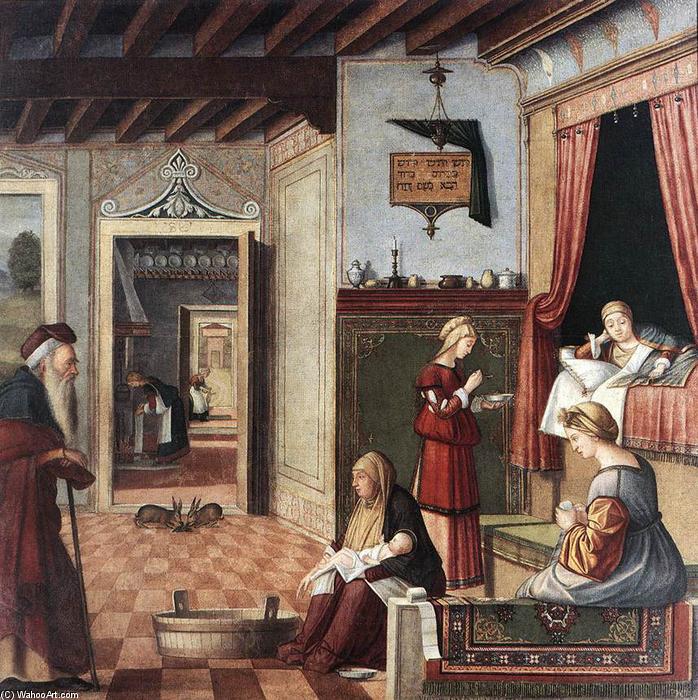 Wikioo.org - The Encyclopedia of Fine Arts - Painting, Artwork by Vittore Carpaccio - Birth of the Virgin