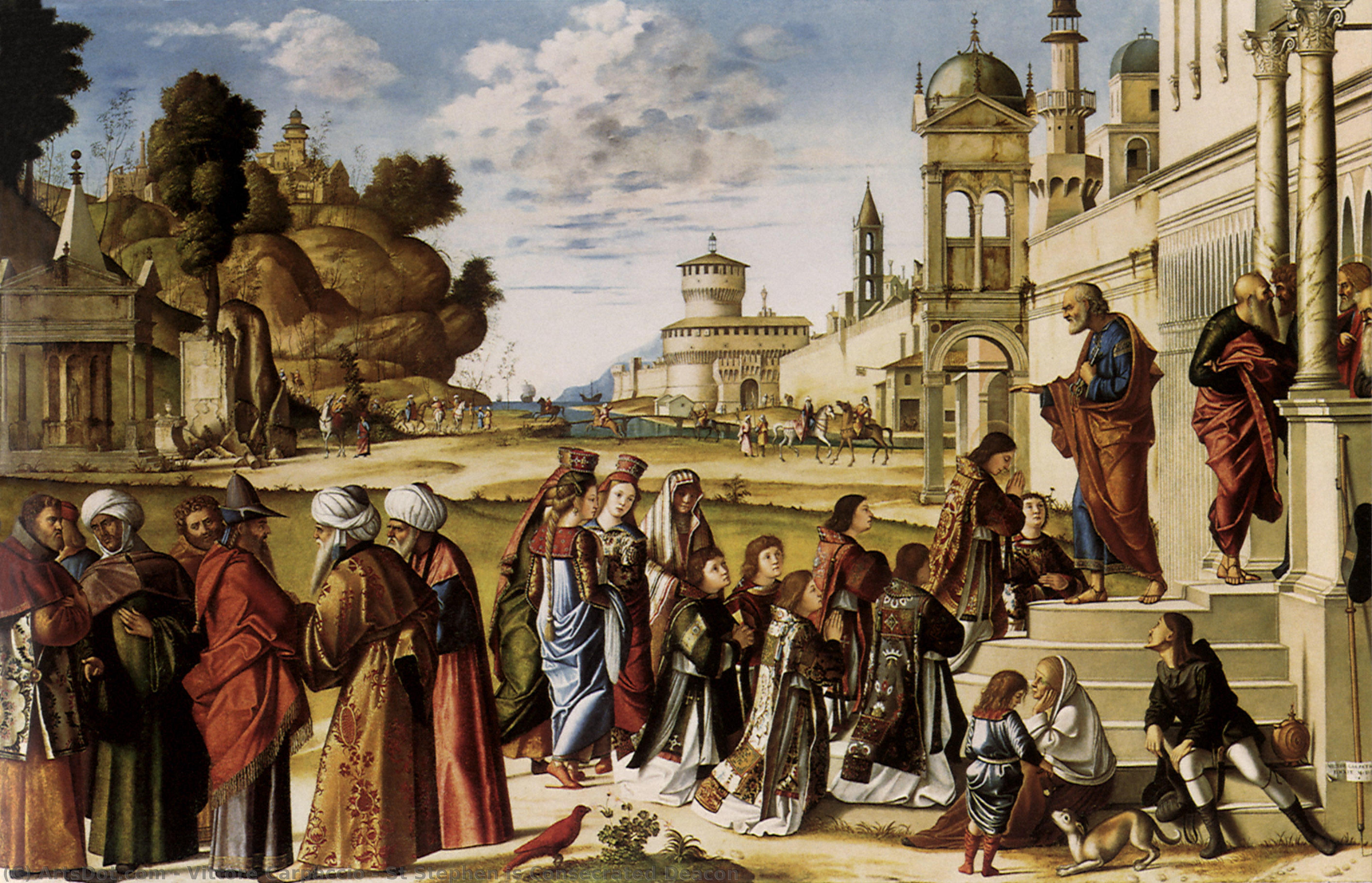 WikiOO.org - Encyclopedia of Fine Arts - Maleri, Artwork Vittore Carpaccio - St Stephen is Consecrated Deacon