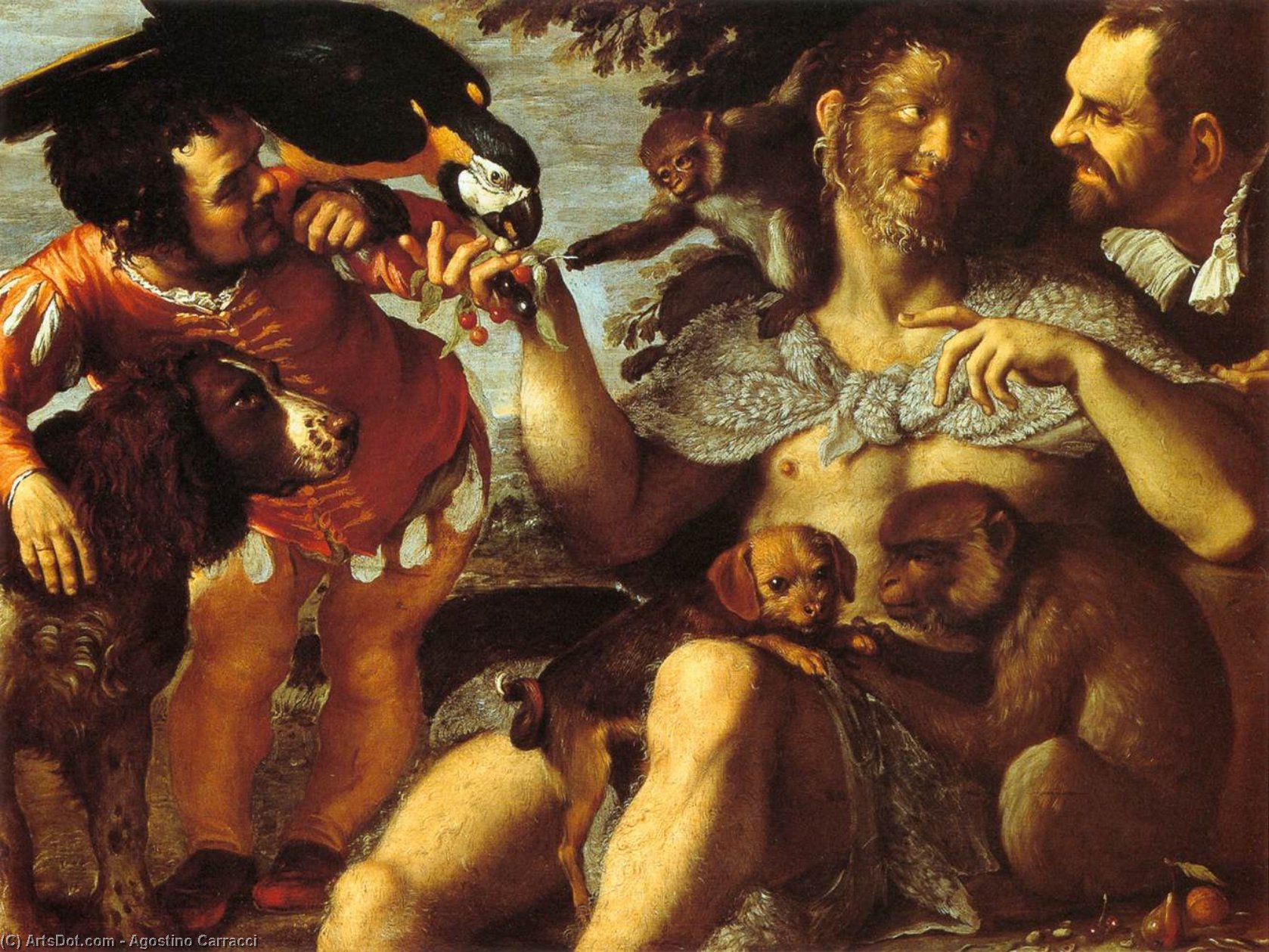 Wikioo.org - The Encyclopedia of Fine Arts - Painting, Artwork by Agostino Carracci - Hairy Harry, Mad Peter and Tiny Amon
