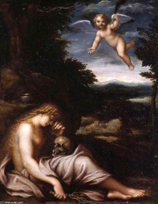 WikiOO.org - Enciclopédia das Belas Artes - Pintura, Arte por Agostino Carracci - The Penitent Magdalen