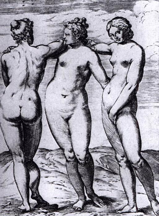 Wikioo.org - The Encyclopedia of Fine Arts - Painting, Artwork by Agostino Carracci - The Three Graces