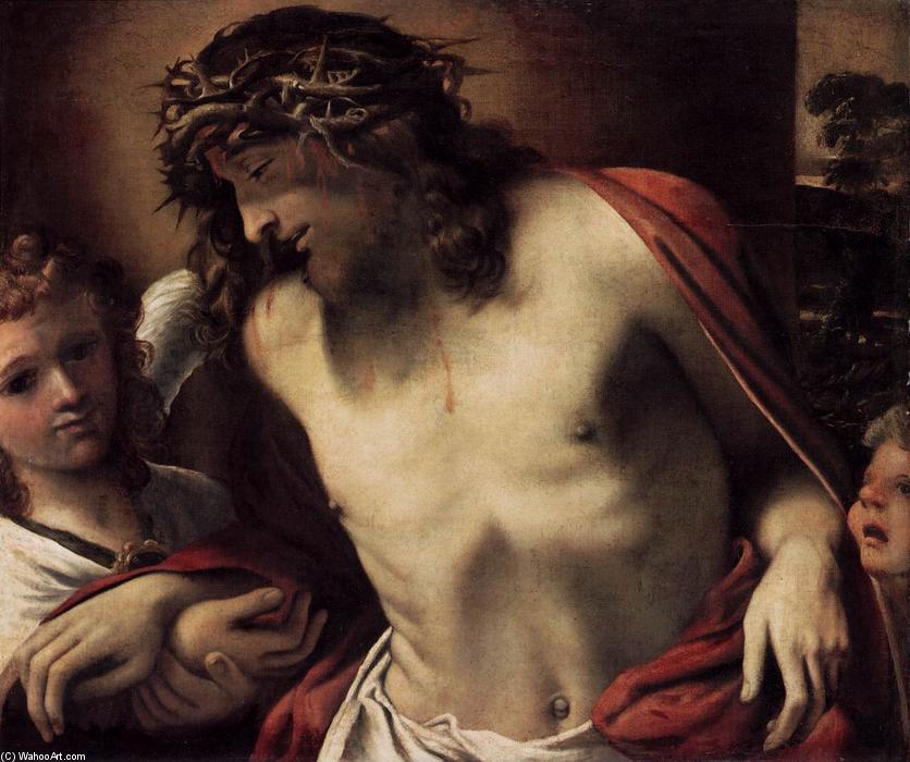 Wikioo.org - The Encyclopedia of Fine Arts - Painting, Artwork by Annibale Carracci - Christ Wearing the Crown of Thorns, Supported by Angels