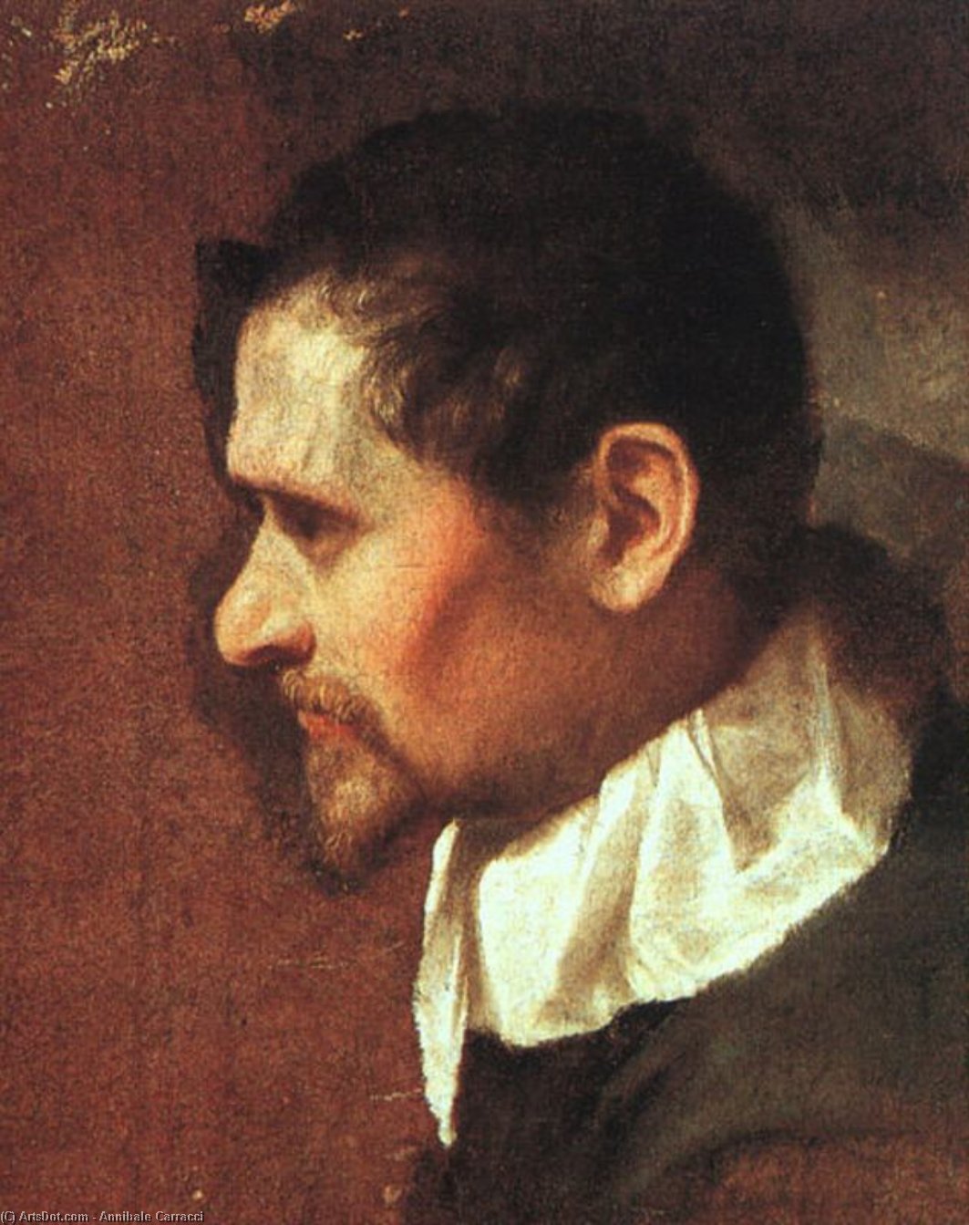 Wikioo.org - The Encyclopedia of Fine Arts - Painting, Artwork by Annibale Carracci - Self-Portrait in Profile