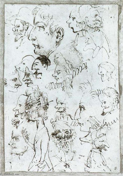 Wikioo.org - The Encyclopedia of Fine Arts - Painting, Artwork by Annibale Carracci - Sheet of caricatures