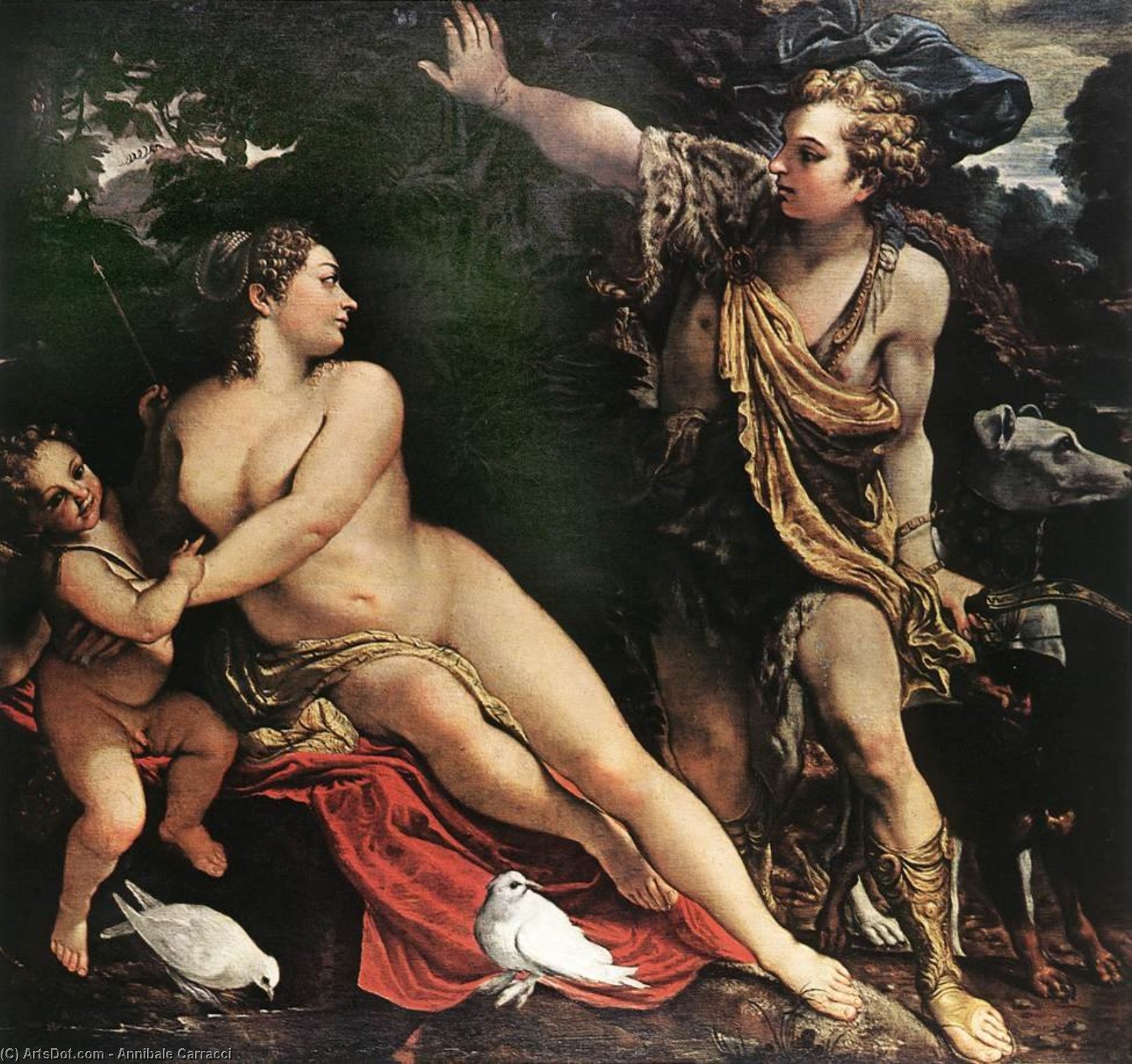 Wikioo.org - The Encyclopedia of Fine Arts - Painting, Artwork by Annibale Carracci - Venus and Adonis