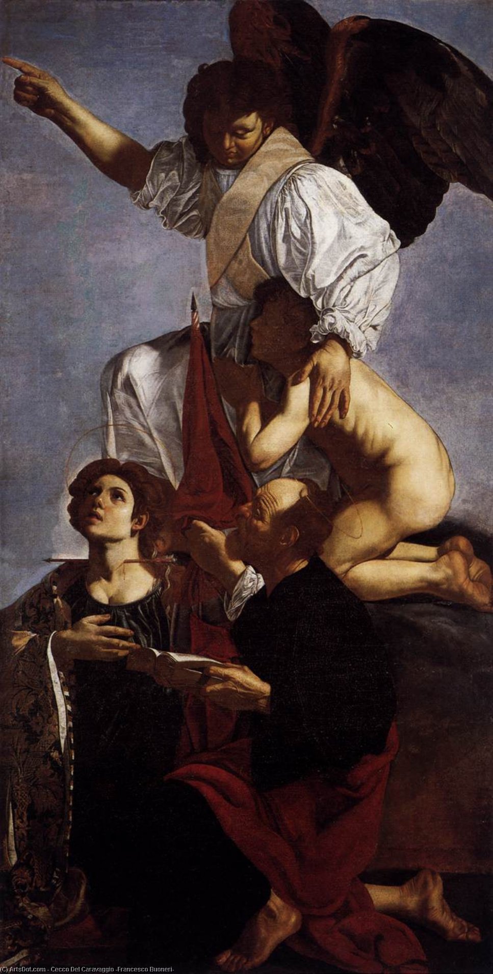 WikiOO.org - אנציקלופדיה לאמנויות יפות - ציור, יצירות אמנות Cecco Del Caravaggio (Francesco Buoneri) - Guardian Angel with Sts Ursula and Thomas