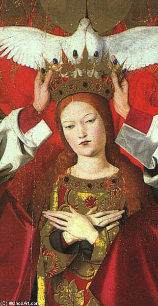 Wikioo.org – La Enciclopedia de las Bellas Artes - Pintura, Obras de arte de Enguerrand Charonton - el coronación de la virgen Detalle ExtremoOriente virgen