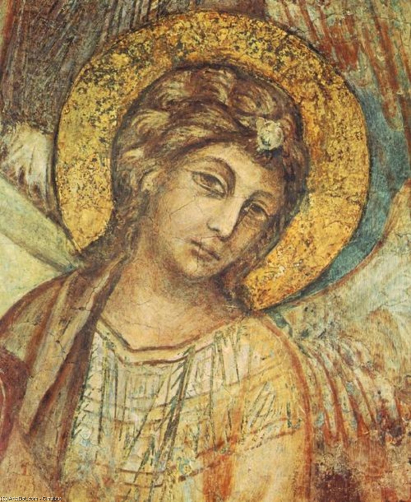 Wikioo.org – L'Enciclopedia delle Belle Arti - Pittura, Opere di Cimabue - madonna in trono con lestensione Bambino , san francesco e quattro Angeli ( particolare )