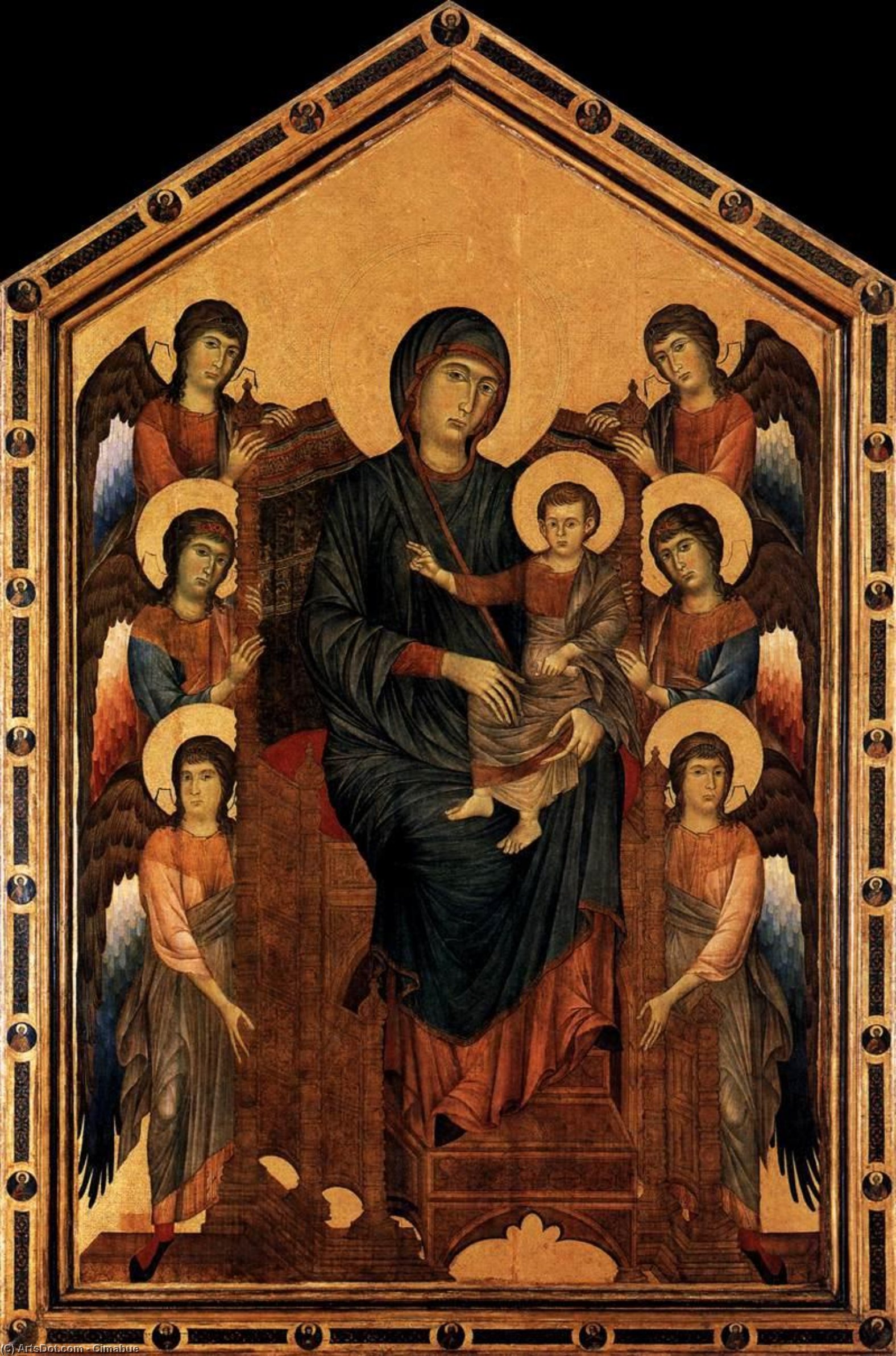 Wikioo.org - สารานุกรมวิจิตรศิลป์ - จิตรกรรม Cimabue - Virgin Enthroned with Angels