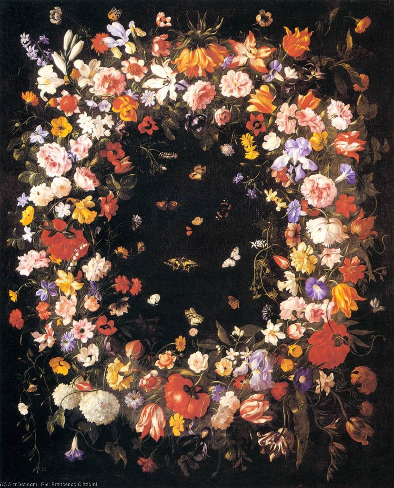 Wikioo.org - The Encyclopedia of Fine Arts - Painting, Artwork by Pier Francesco Cittadini - Garland of Flowers