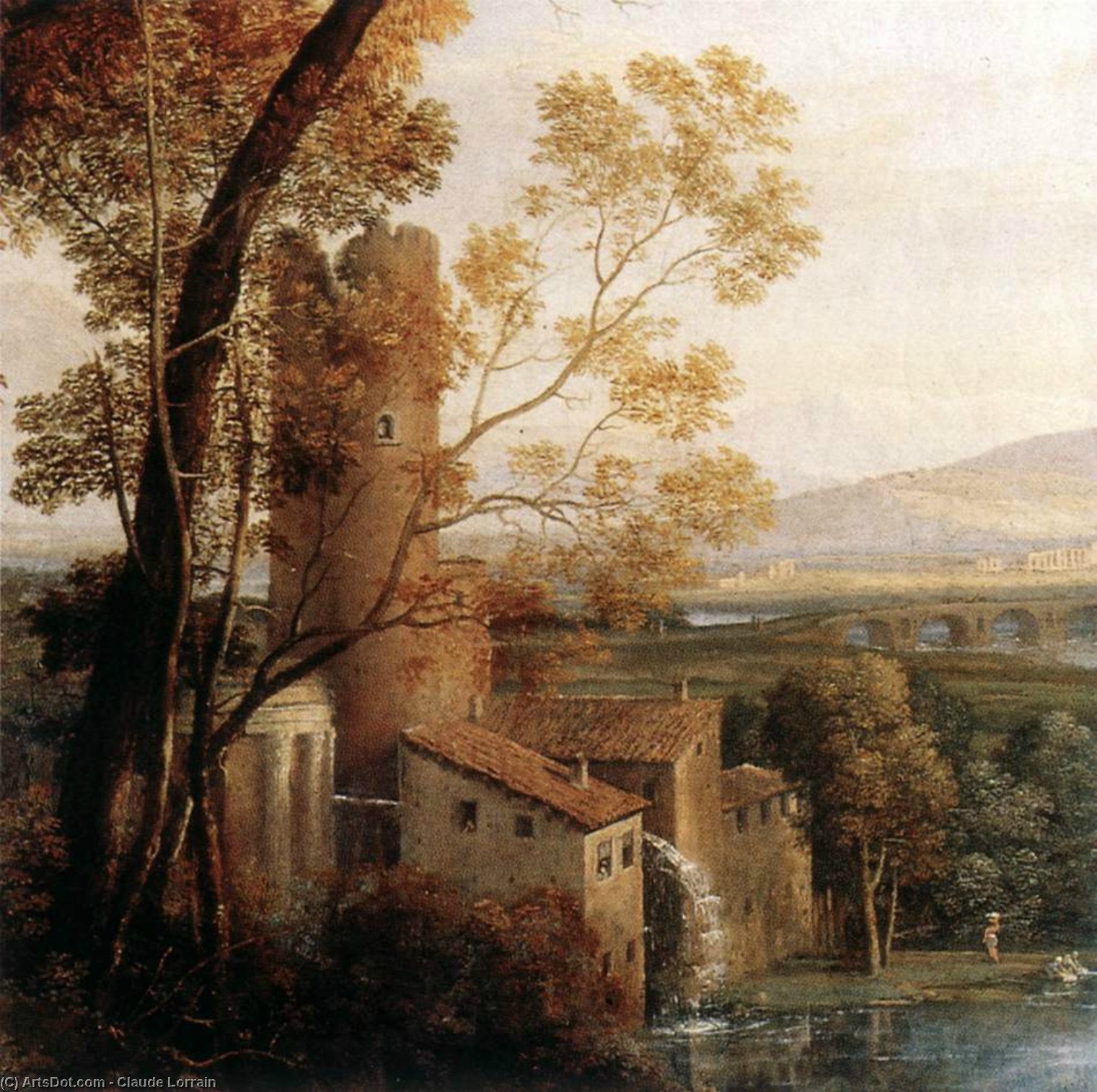 Wikioo.org - The Encyclopedia of Fine Arts - Painting, Artwork by Claude Lorrain (Claude Gellée) - Landscape with Dancing Figures (detail)