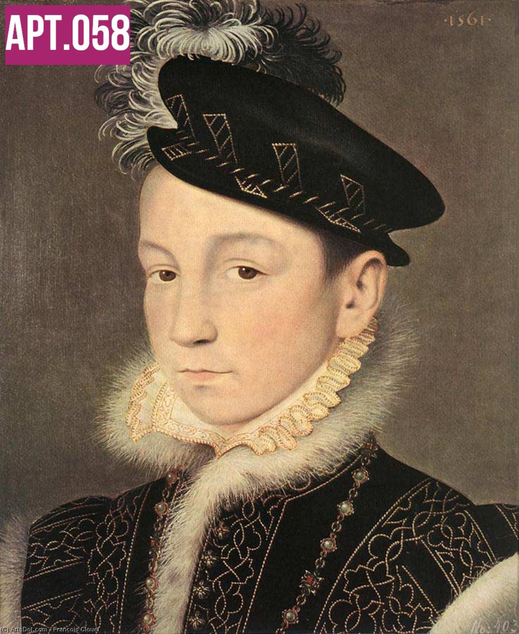 Wikioo.org – L'Encyclopédie des Beaux Arts - Peinture, Oeuvre de François Clouet - Portrait de Roi charles ix de france