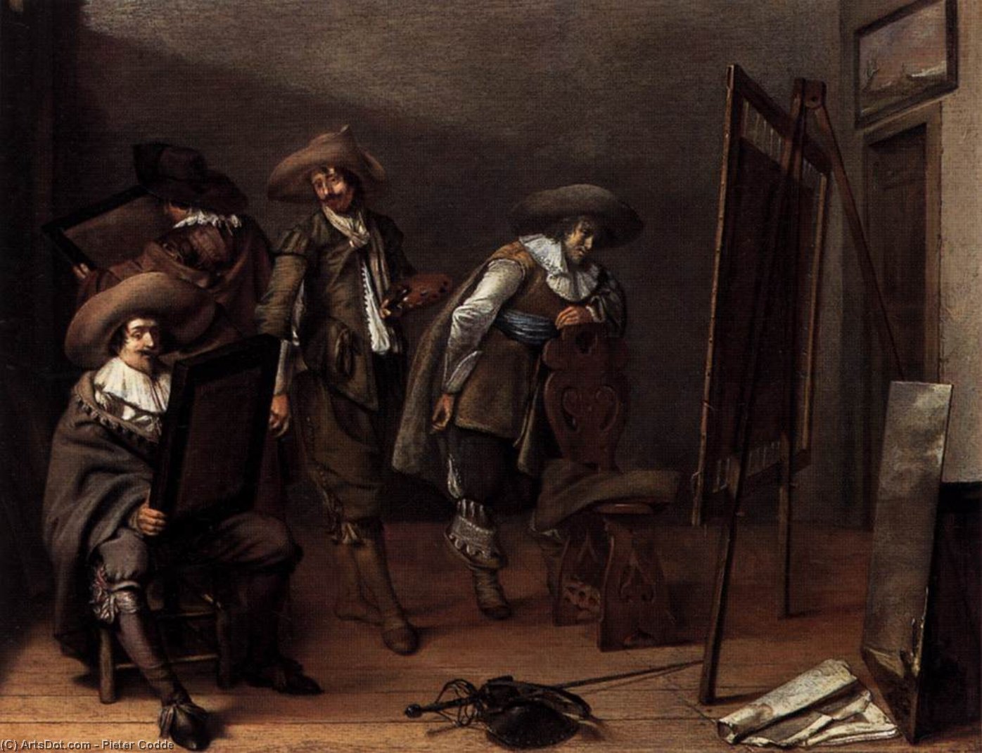 Wikioo.org - The Encyclopedia of Fine Arts - Painting, Artwork by Pieter Jacobs Codde - Art-lovers in a Painter's Studio
