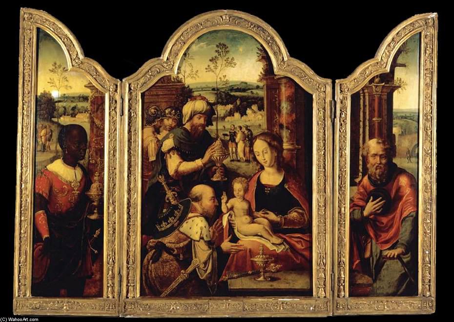 Wikioo.org - The Encyclopedia of Fine Arts - Painting, Artwork by Pieter Coecke Van Aelst - Triptych: Adoration of the Magi