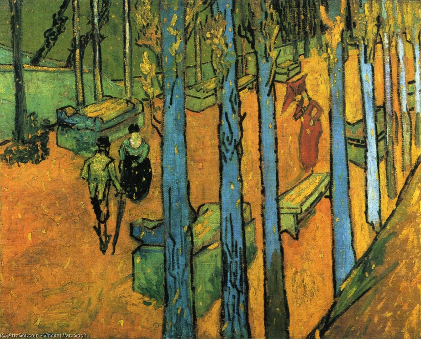 WikiOO.org - Энциклопедия изобразительного искусства - Живопись, Картины  Vincent Van Gogh - Лес Alychamps осени