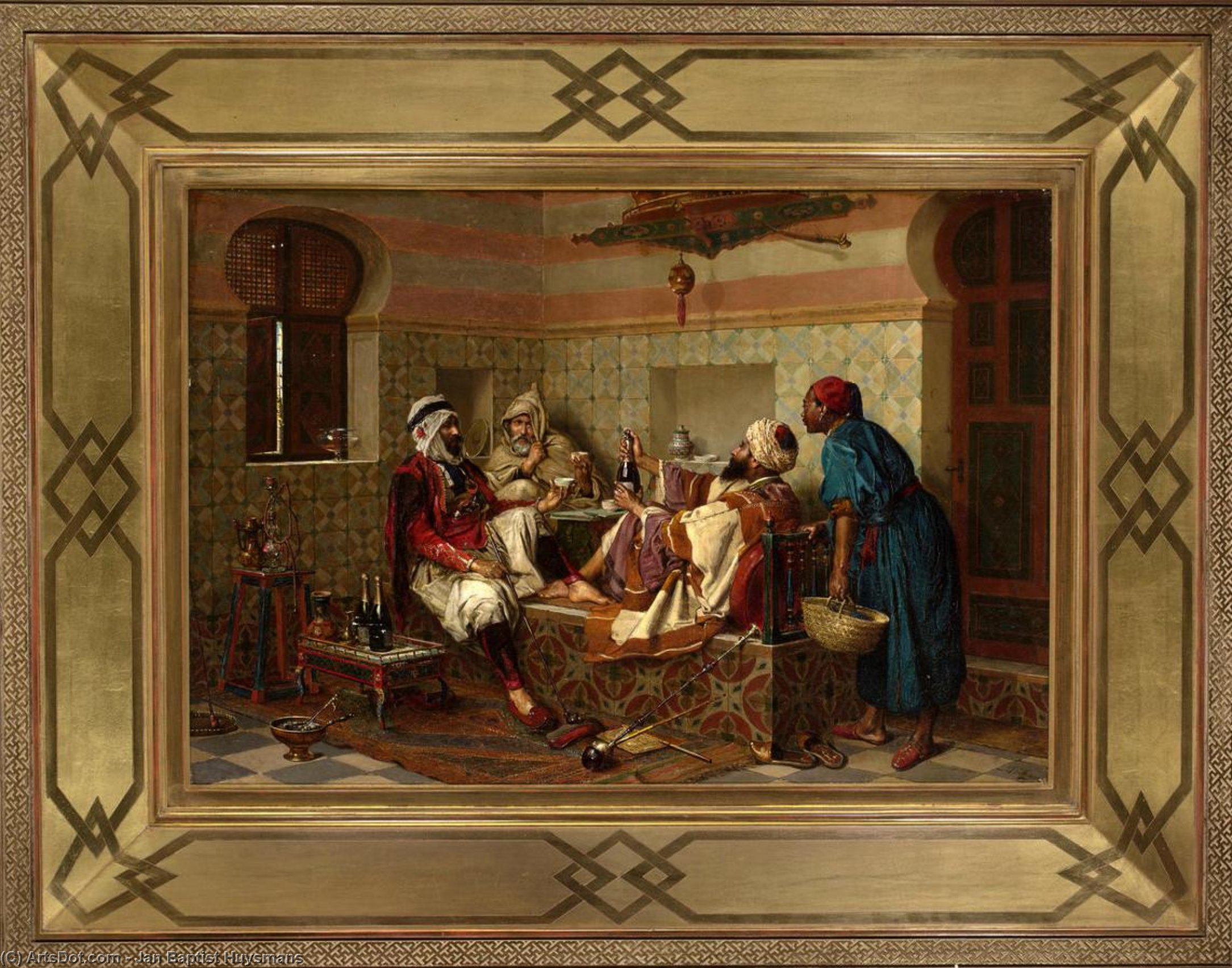 Wikioo.org – La Enciclopedia de las Bellas Artes - Pintura, Obras de arte de Jan Baptist Huysmans - Les buveurs delaware champán ( también conocida como la celebración )