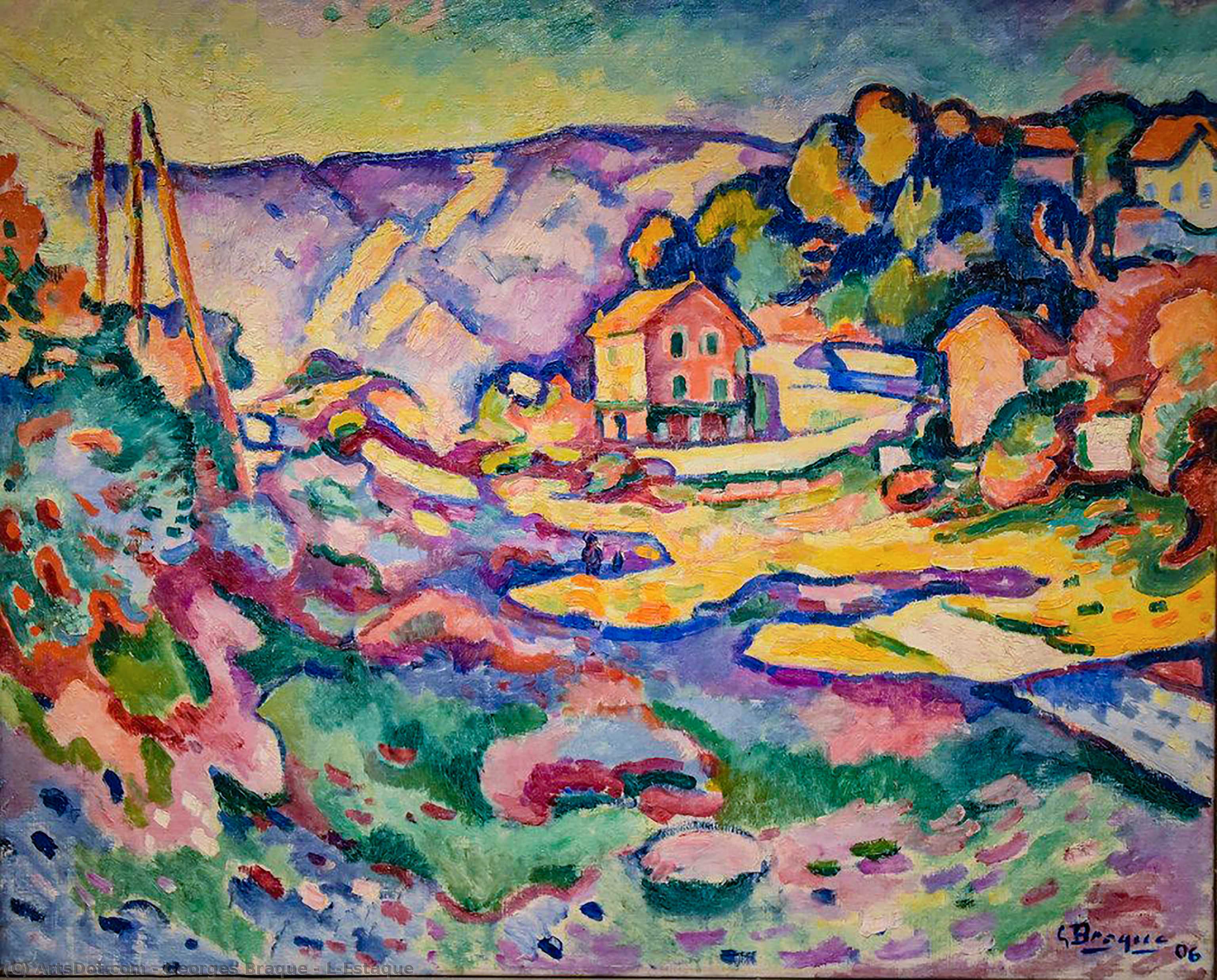 Wikoo.org - موسوعة الفنون الجميلة - اللوحة، العمل الفني Georges Braque - L'Estaque