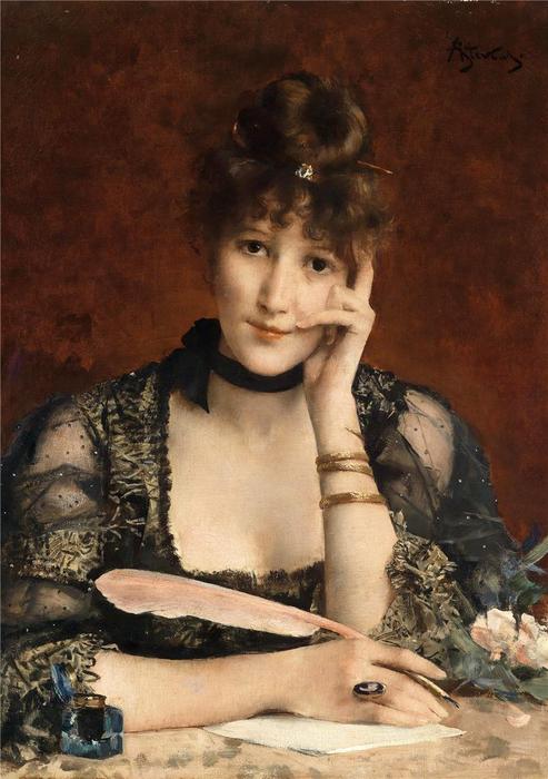 Wikioo.org - The Encyclopedia of Fine Arts - Painting, Artwork by Alfred Stevens - The Letter