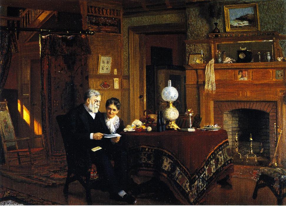 Wikioo.org - The Encyclopedia of Fine Arts - Painting, Artwork by James Wells Champney - The Letter (also known as Mr. and Mrs Samuel Colgate)