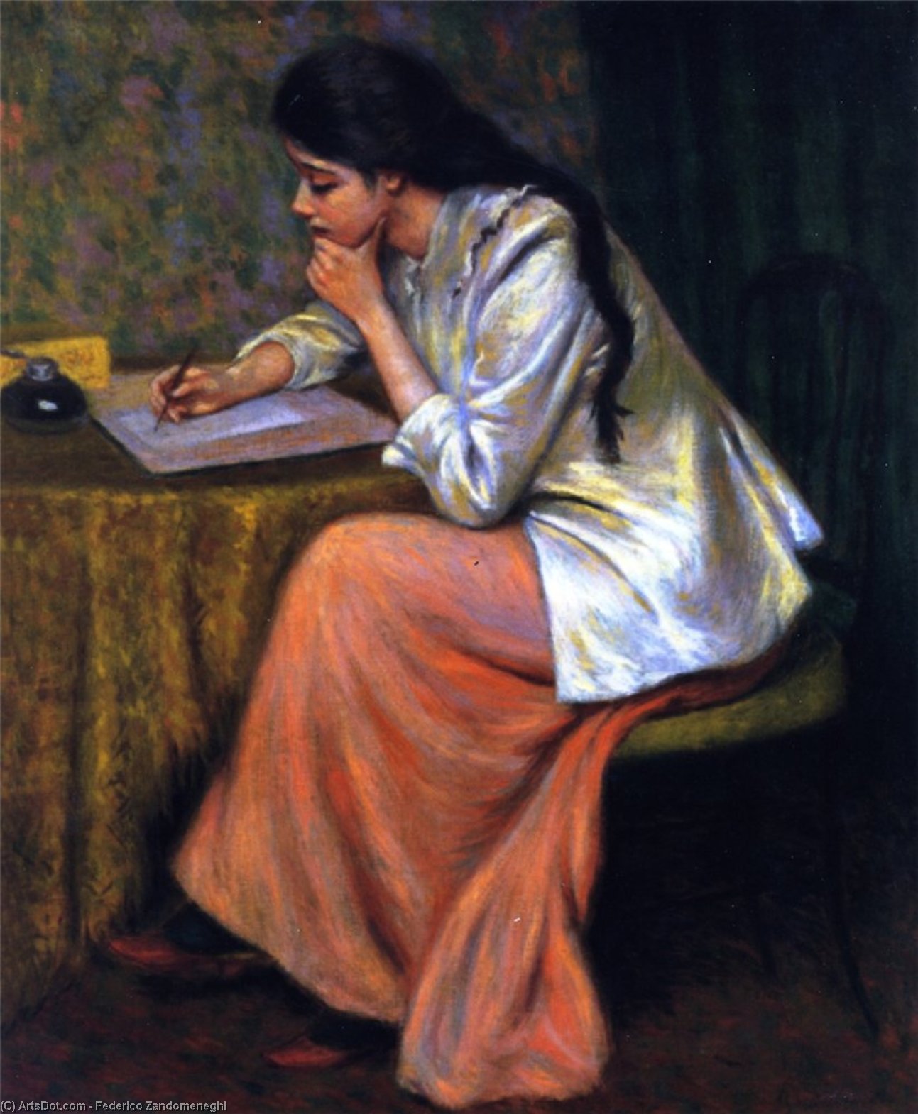 Wikioo.org - The Encyclopedia of Fine Arts - Painting, Artwork by Federico Zandomeneghi - The Letter
