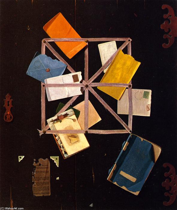 Wikioo.org - Die Enzyklopädie bildender Kunst - Malerei, Kunstwerk von John Frederick Peto - letter rack und schwarz Tür