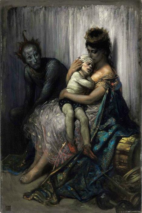 Wikioo.org – L'Encyclopédie des Beaux Arts - Peinture, Oeuvre de Paul Gustave Doré - La famille du saltimbanque , l'enfant bénie