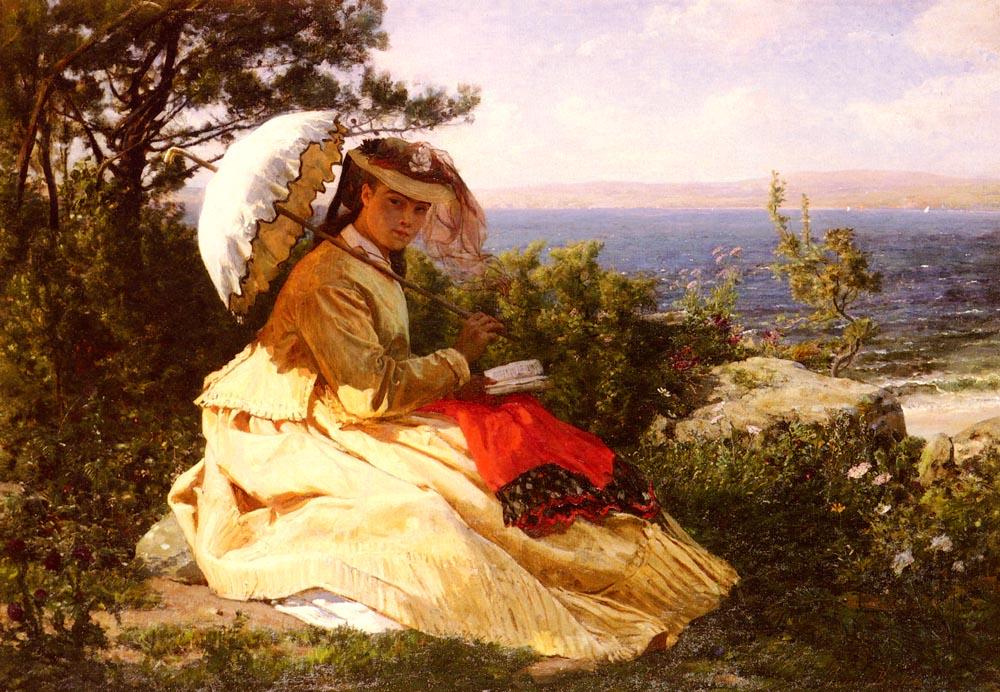 Wikioo.org - The Encyclopedia of Fine Arts - Painting, Artwork by Jules Adolphe Aimé Louis Breton - La Femme A L'ombrelle