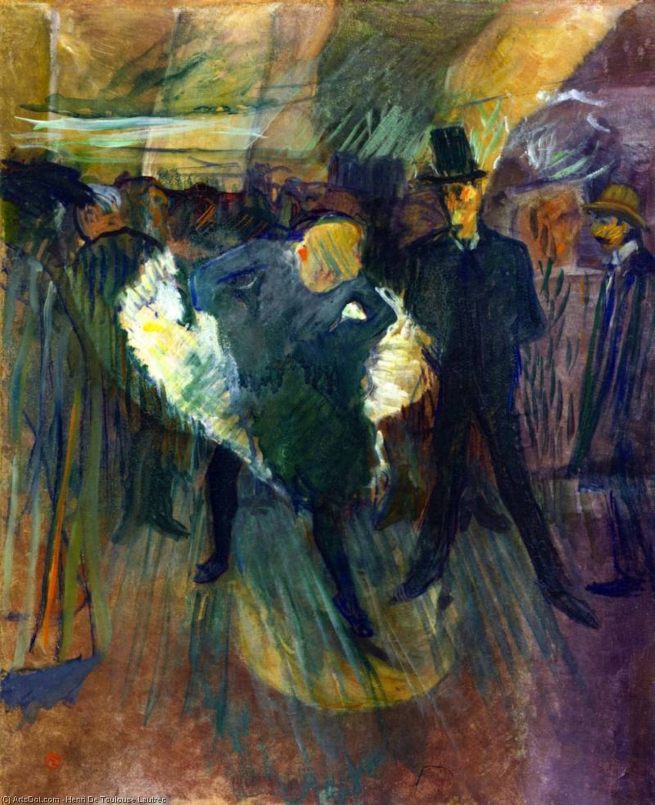 Wikioo.org - The Encyclopedia of Fine Arts - Painting, Artwork by Henri De Toulouse Lautrec - La Goulue and Boneless Valentin (also known as At the Moulin de la Galette)