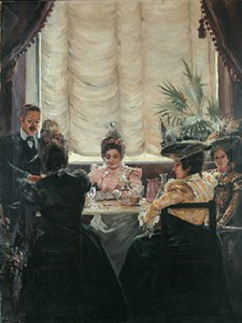 Wikioo.org - The Encyclopedia of Fine Arts - Painting, Artwork by Julio Vila Prades - La hora del cafe