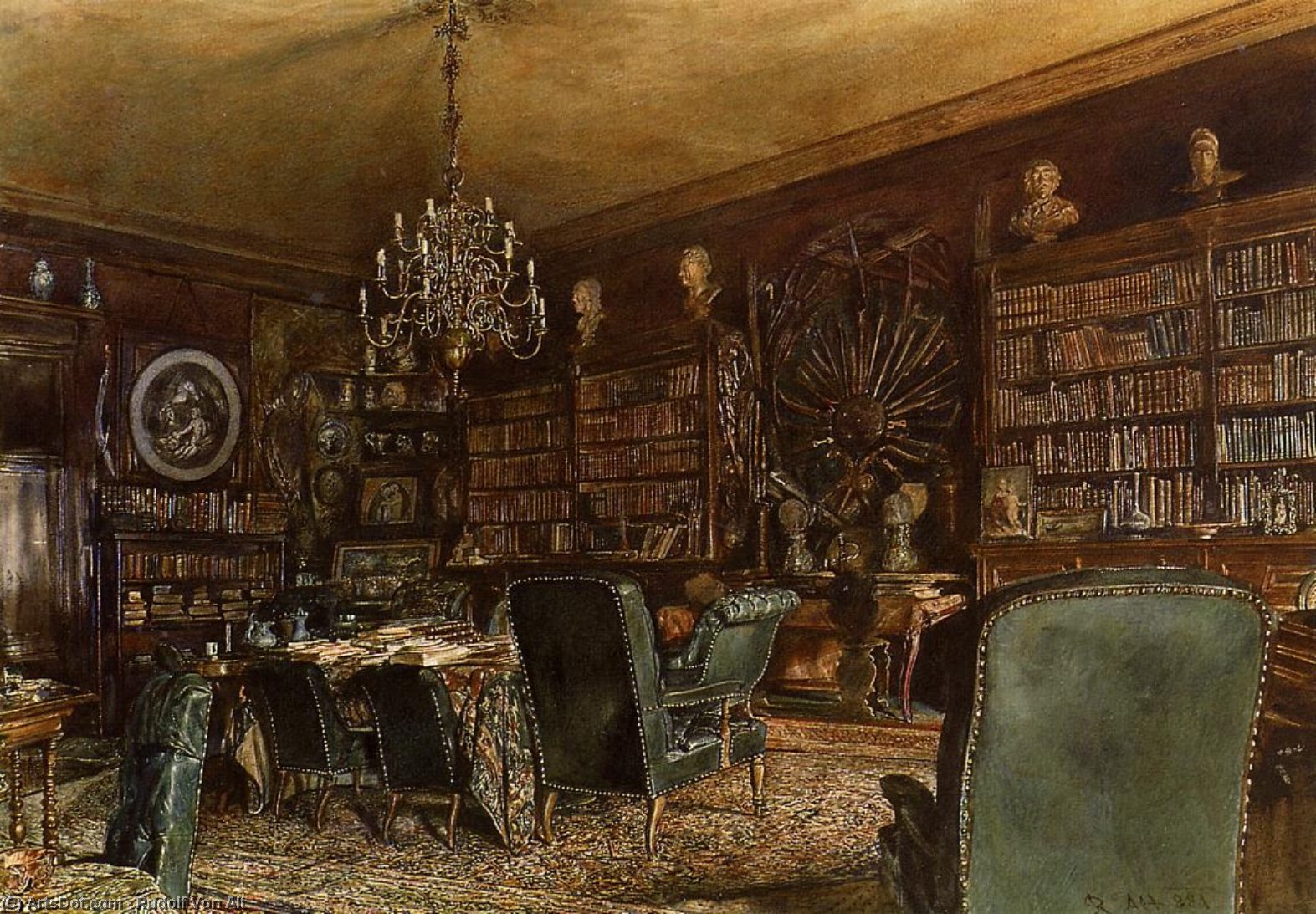 Wikioo.org - The Encyclopedia of Fine Arts - Painting, Artwork by Rudolf Von Alt - The Library