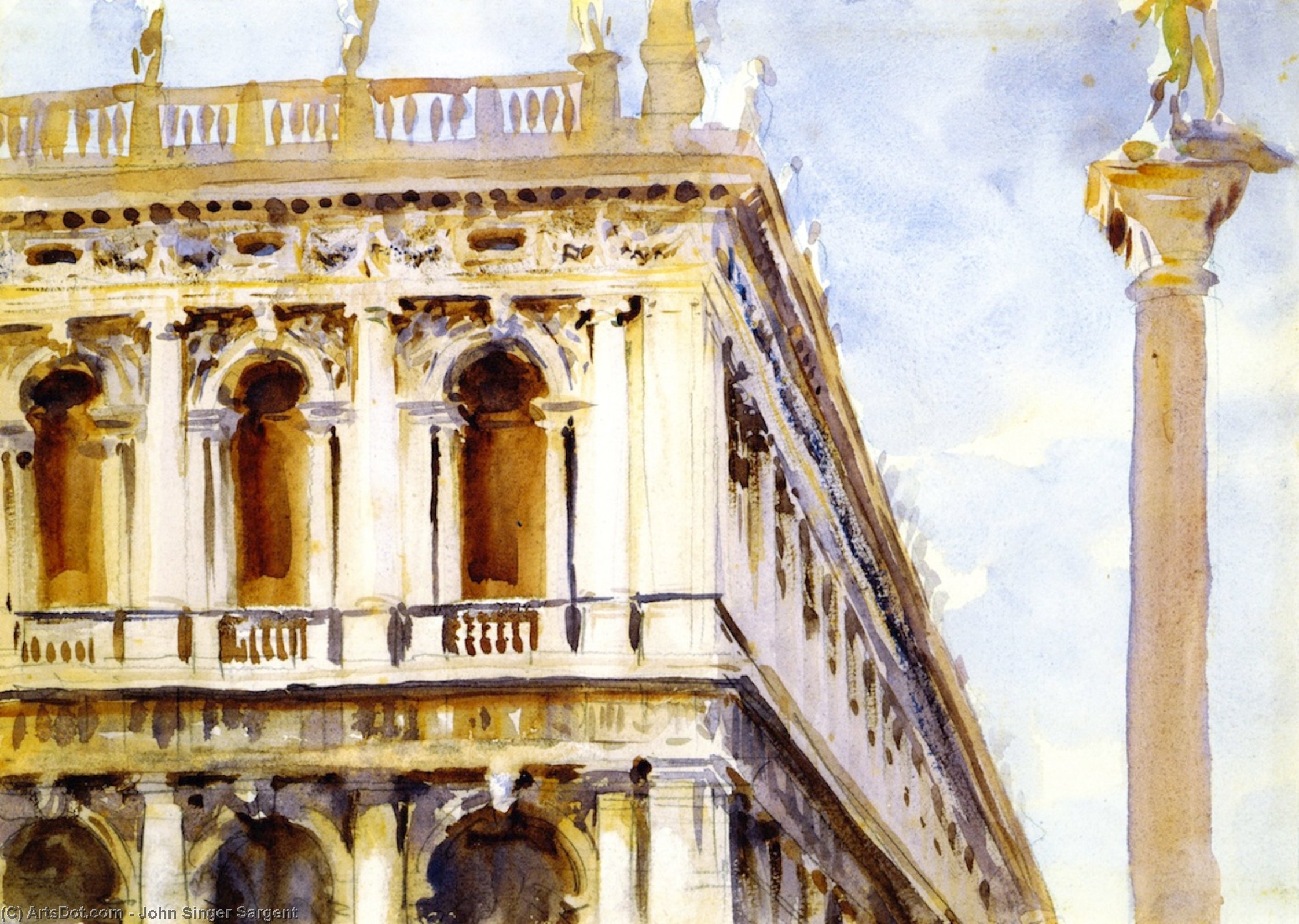 WikiOO.org - Enciklopedija dailės - Tapyba, meno kuriniai John Singer Sargent - The Libreria, Venice