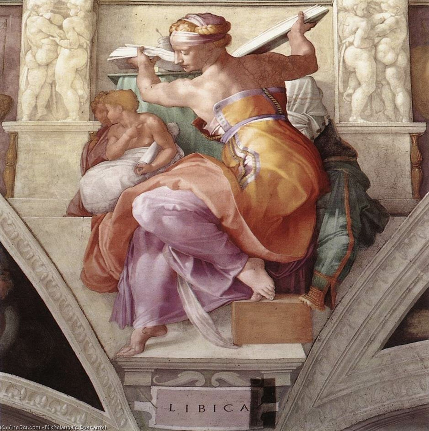 Wikioo.org – L'Enciclopedia delle Belle Arti - Pittura, Opere di Michelangelo Buonarroti - La Sibilla Libica