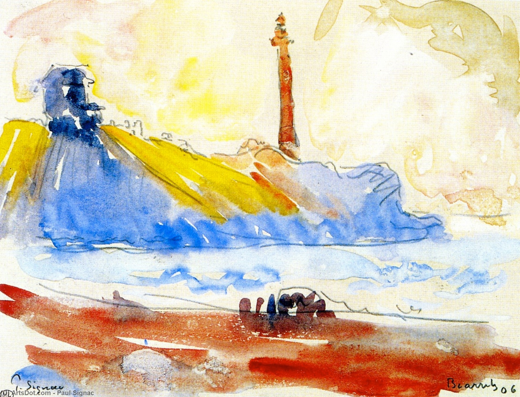 Wikioo.org - The Encyclopedia of Fine Arts - Painting, Artwork by Paul Signac - The Lighthouse, Biarritz