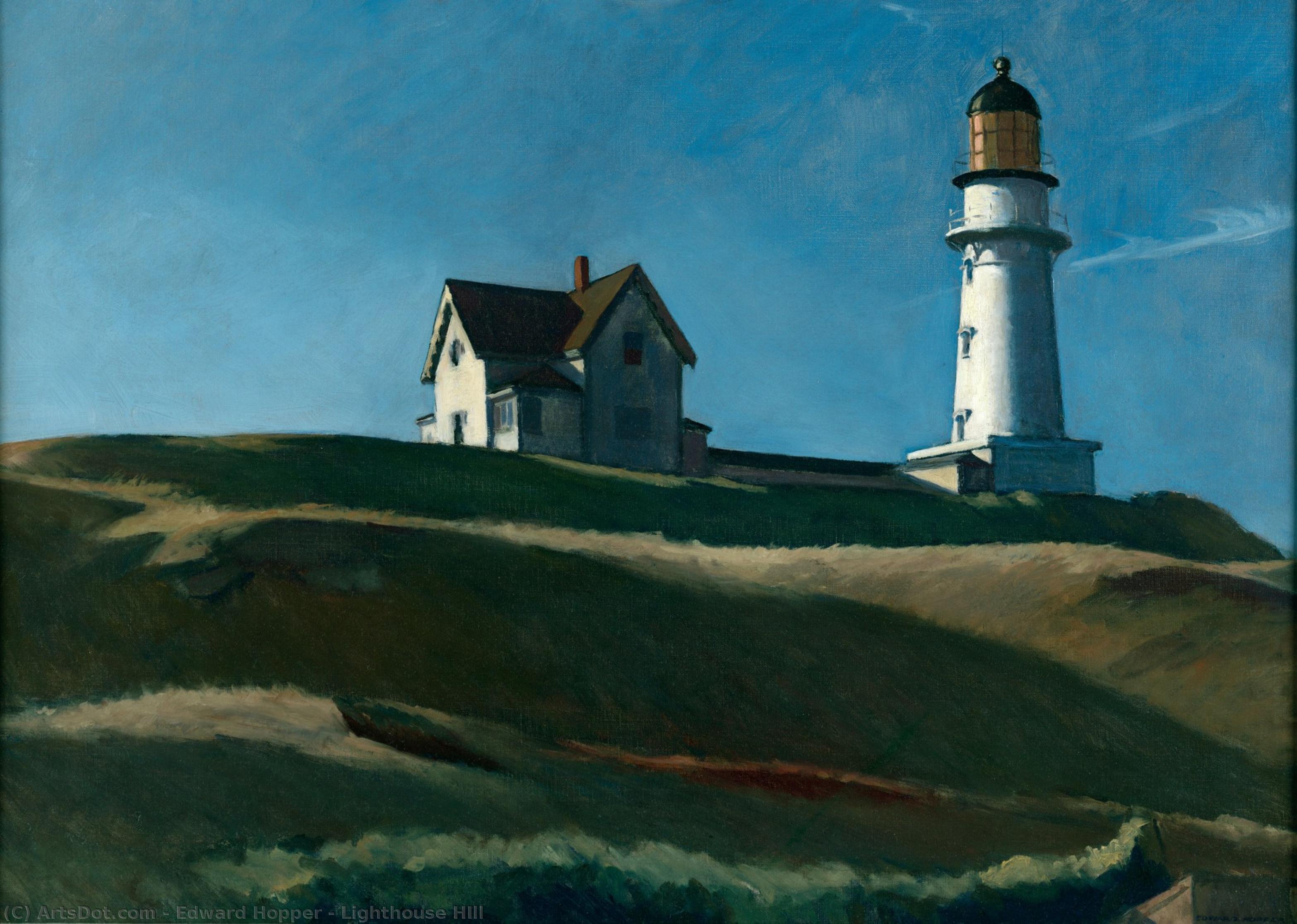 Wikioo.org – L'Encyclopédie des Beaux Arts - Peinture, Oeuvre de Edward Hopper - phare colline