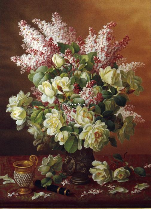 Wikioo.org - The Encyclopedia of Fine Arts - Painting, Artwork by Raoul De Longpre - Lilacs and Roses