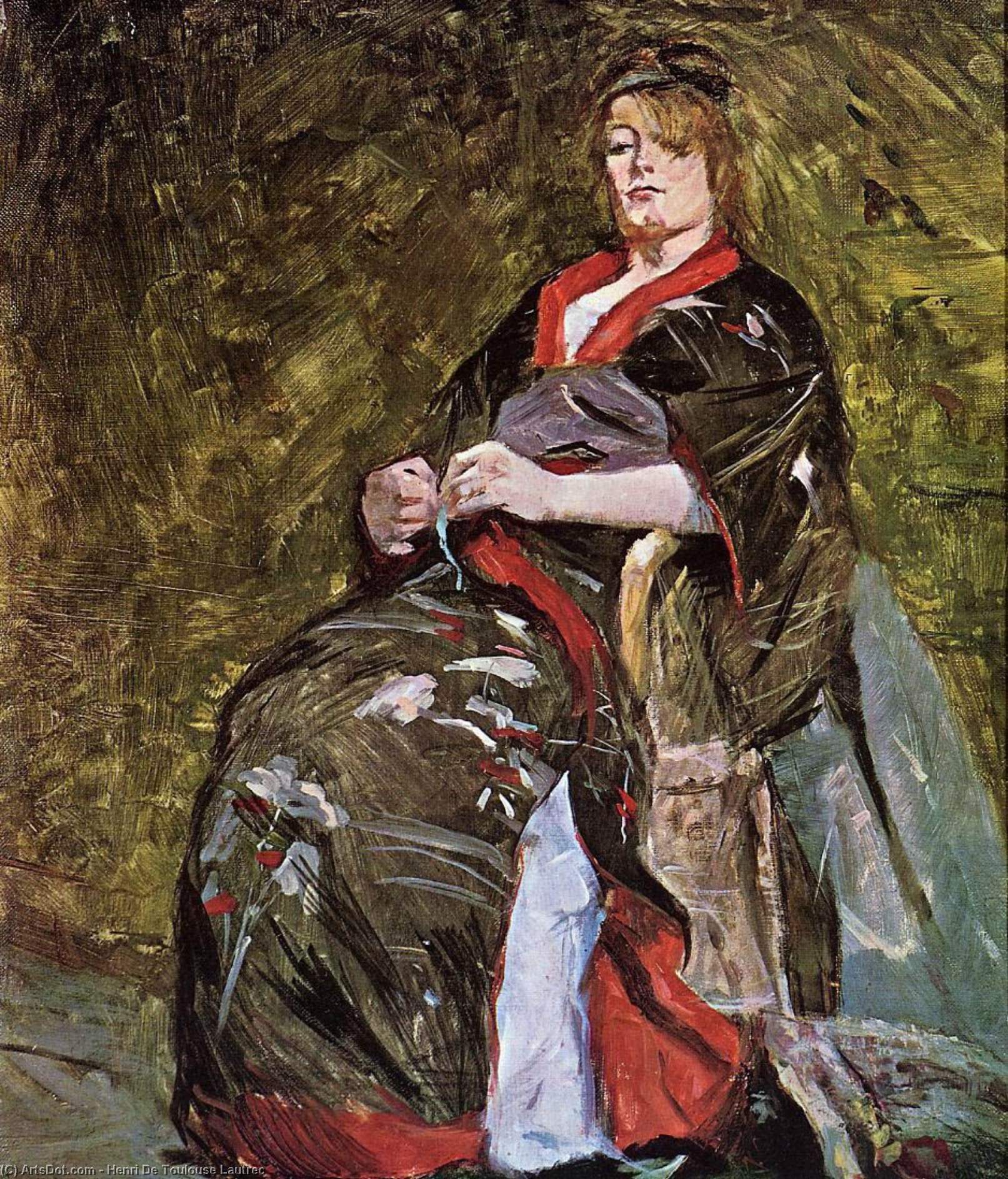 WikiOO.org - Encyclopedia of Fine Arts - Schilderen, Artwork Henri De Toulouse Lautrec - Lili Grenier in a Kimono