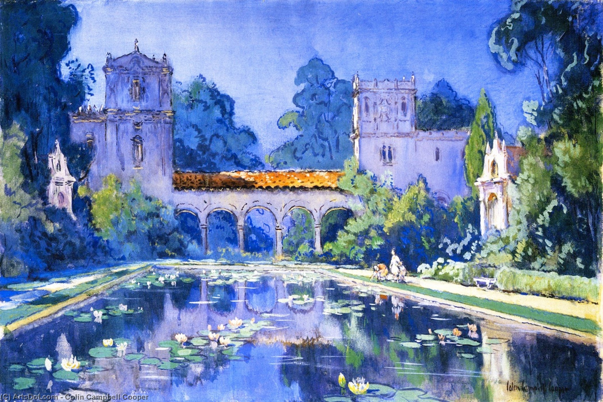 Wikioo.org - The Encyclopedia of Fine Arts - Painting, Artwork by Colin Campbell Cooper - Lily Pond, Balboa Park