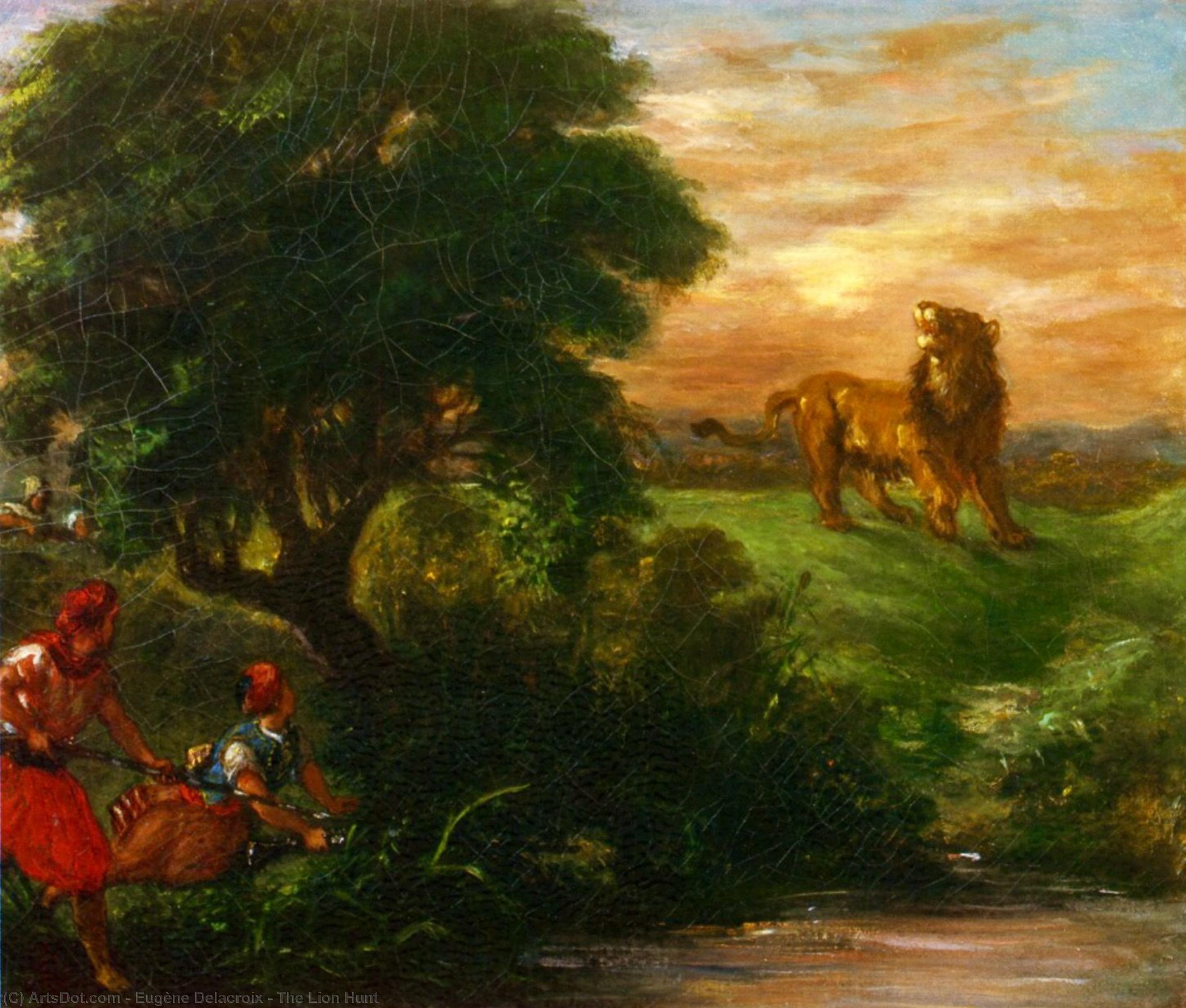 WikiOO.org – 美術百科全書 - 繪畫，作品 Eugène Delacroix - 狮子狩猎
