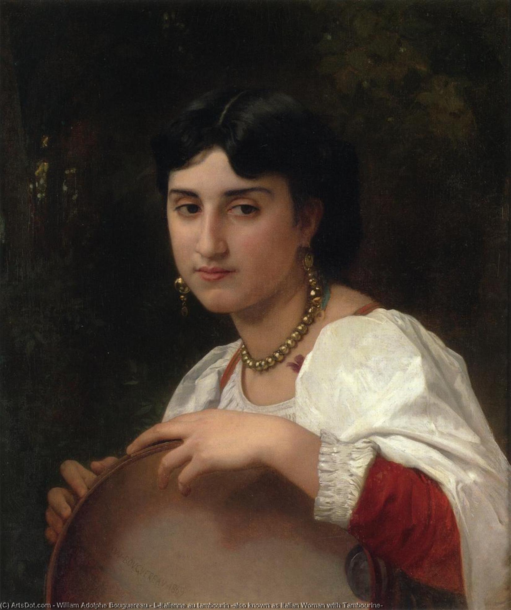 WikiOO.org - Enciclopédia das Belas Artes - Pintura, Arte por William Adolphe Bouguereau - L'Italienne au tambourin (also known as Italian Woman with Tambourine)