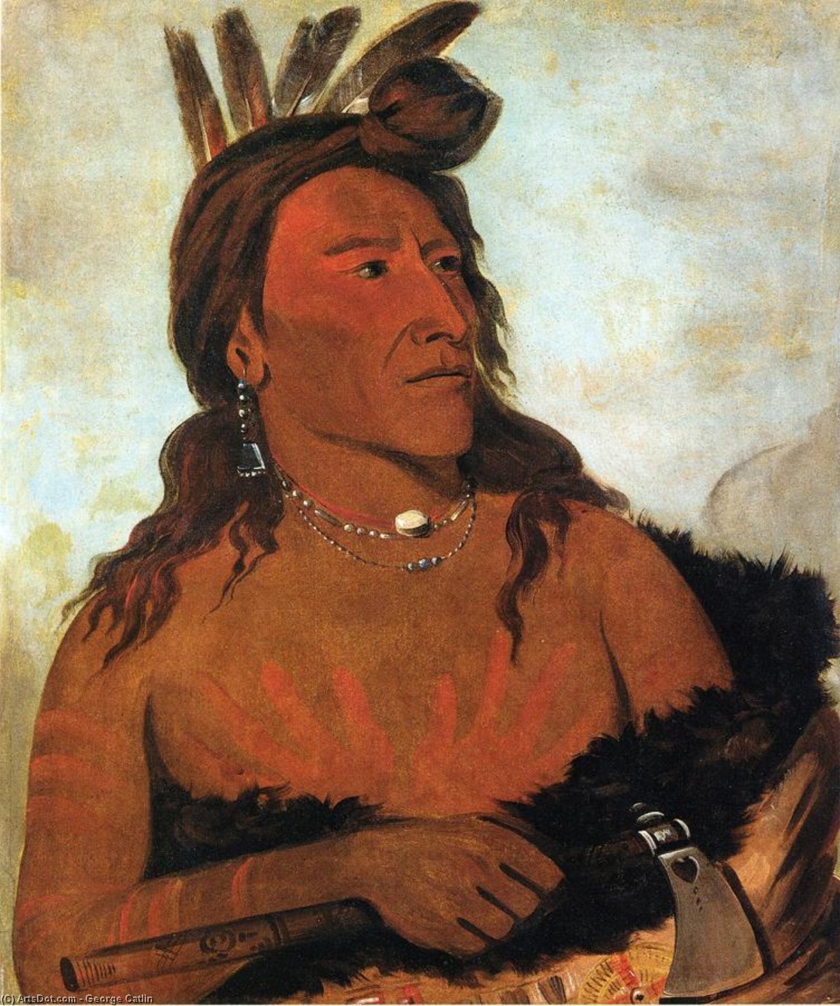 Wikioo.org - The Encyclopedia of Fine Arts - Painting, Artwork by George Catlin - Little Bear, Hunkpapa Brave