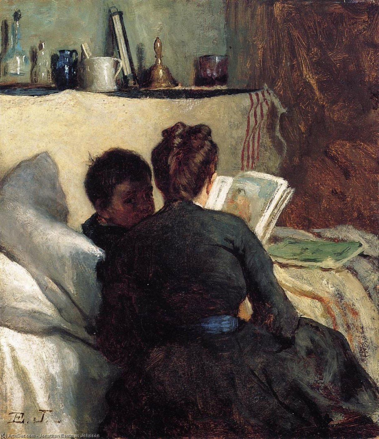 Wikioo.org - The Encyclopedia of Fine Arts - Painting, Artwork by Jonathan Eastman Johnson - The Little Convalescent