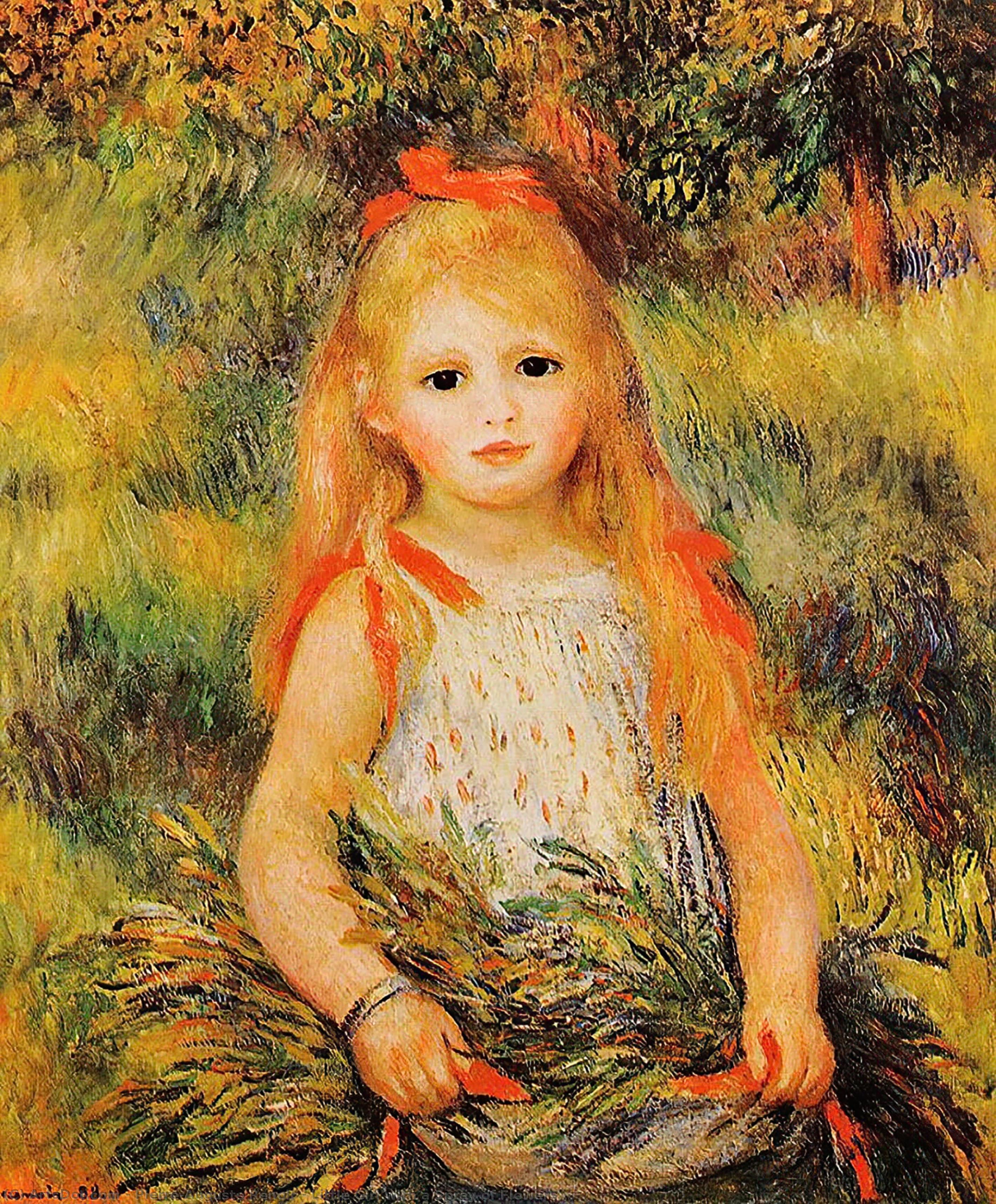 WikiOO.org - 百科事典 - 絵画、アートワーク Pierre-Auguste Renoir - 少し 少女 と一緒に  ある  スプレー  の  フラワーズ