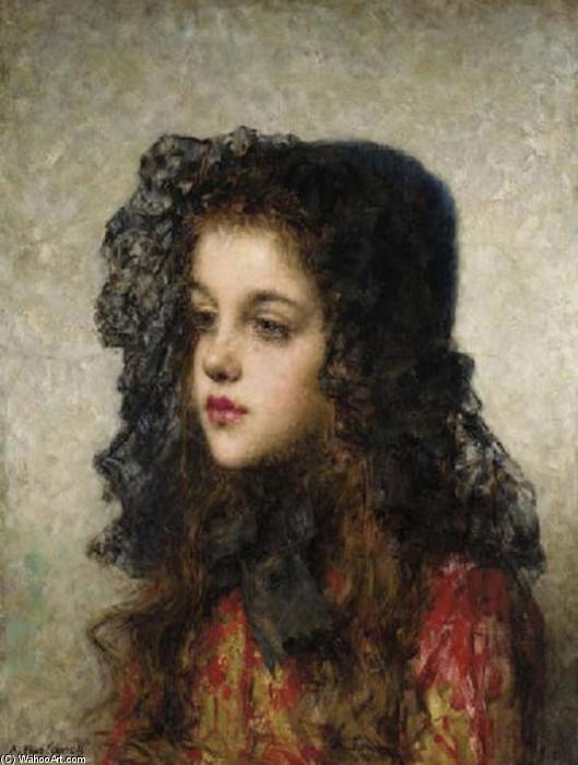 Wikioo.org - The Encyclopedia of Fine Arts - Painting, Artwork by Alexei Alexeievich Harlamoff - Little Girl with Veil