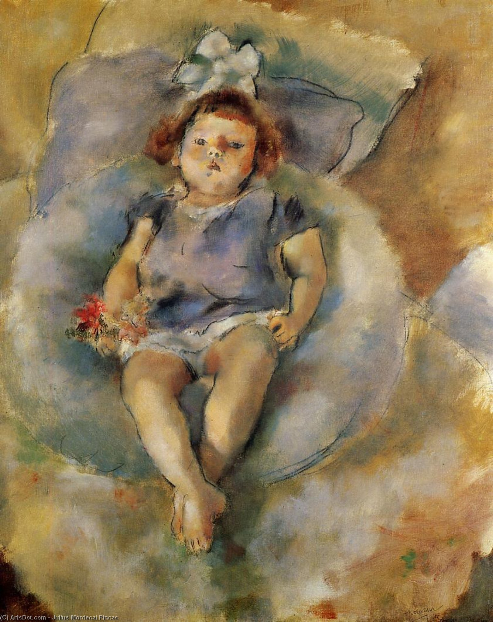 WikiOO.org - Енциклопедія образотворчого мистецтва - Живопис, Картини
 Julius Mordecai Pincas - Little Girl with a White Ribbon