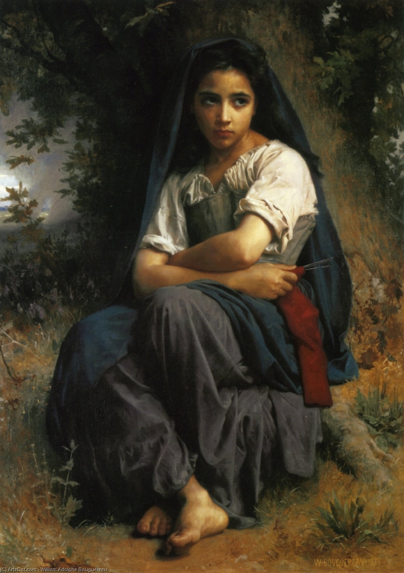 Wikioo.org - The Encyclopedia of Fine Arts - Painting, Artwork by William Adolphe Bouguereau - The Little Knitter
