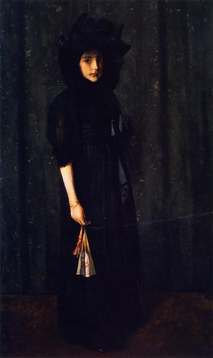 Wikioo.org - The Encyclopedia of Fine Arts - Painting, Artwork by William Merritt Chase - Little Miss C. (also known as Young Girl in Black,Portrait of Young Miss C.)