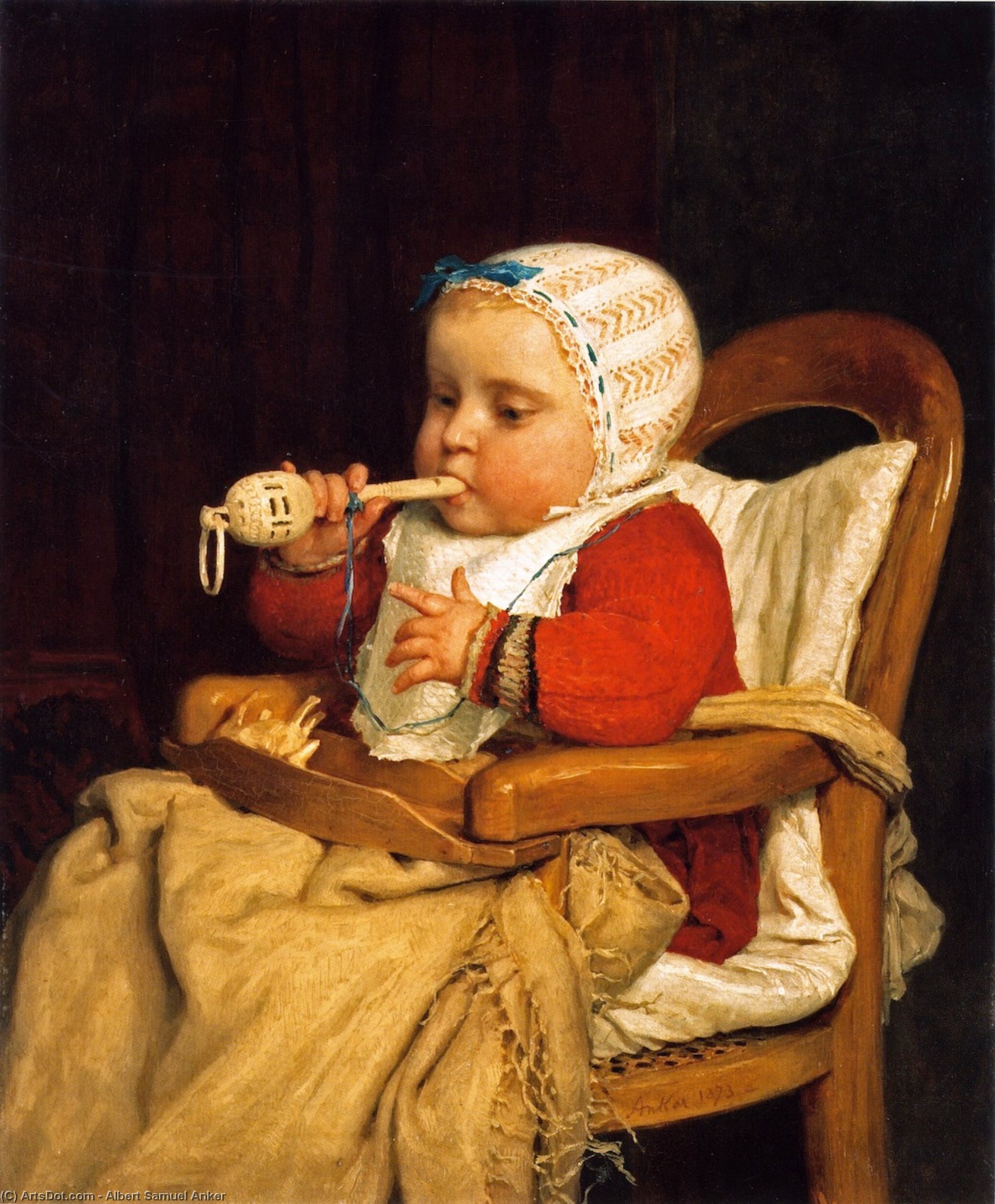 Wikioo.org - The Encyclopedia of Fine Arts - Painting, Artwork by Albert Samuel Anker - The LIttle Musician